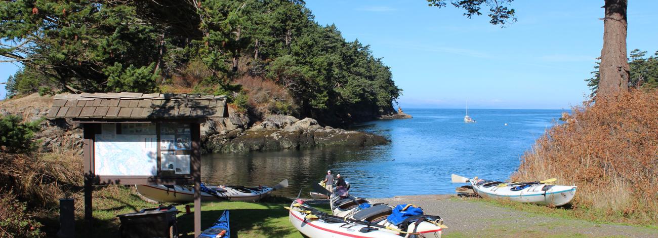 Kayaks at Patos Island Recreation Site